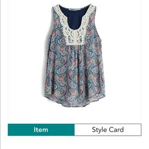 Cute crochet trim tank top